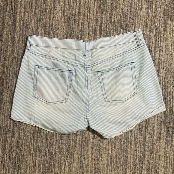 J. Crew Women's Size 27 Blue White Striped Stretch Mom Shorts Cuffed Hems - Picture 8 of 8